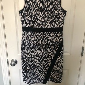 Black & White Printed Dress with Wrap Front